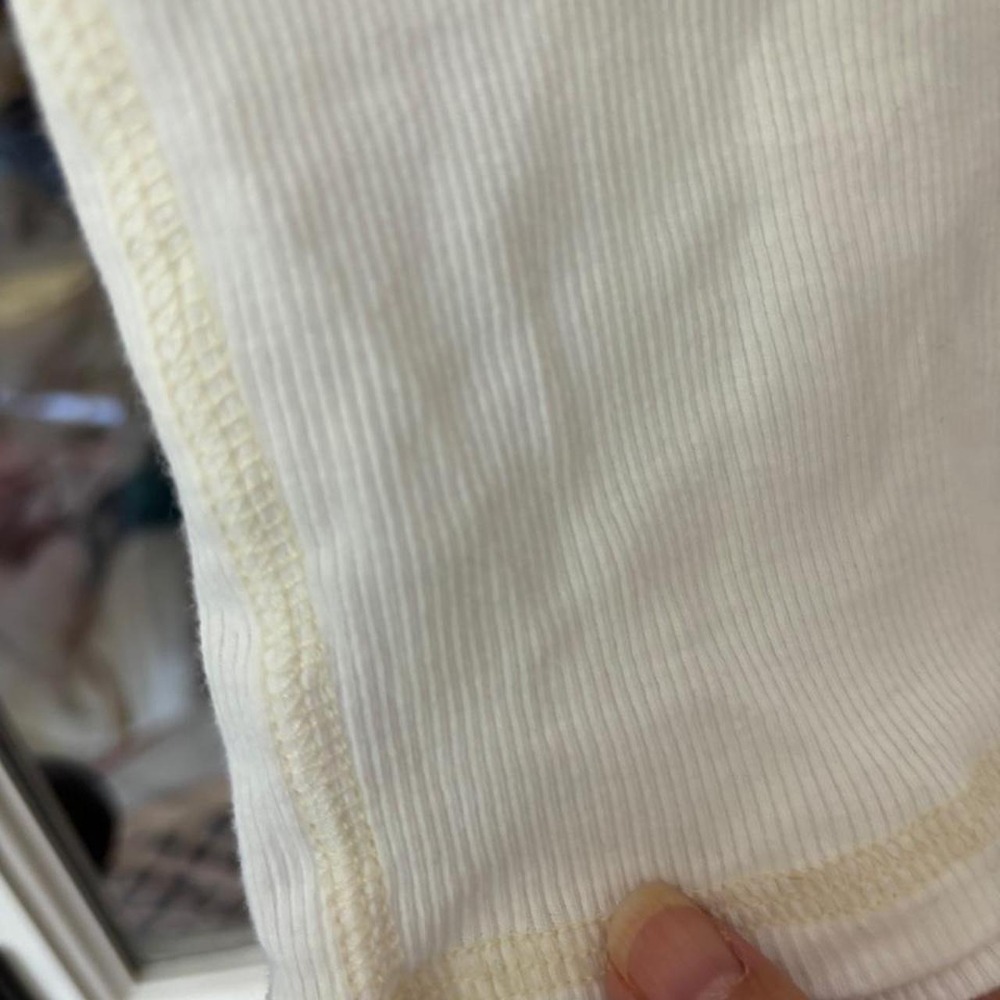 J. Galt/Brandy Melville Women's Cream Ribbed Cotton Button Top T Shirt S/M - Picture 4 of 7